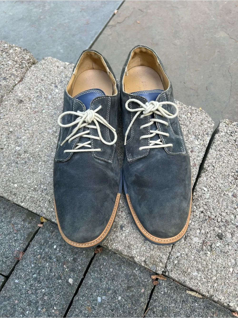 Cole Haan Men's Size 12 Suede Derby Shoes in Dark Blue